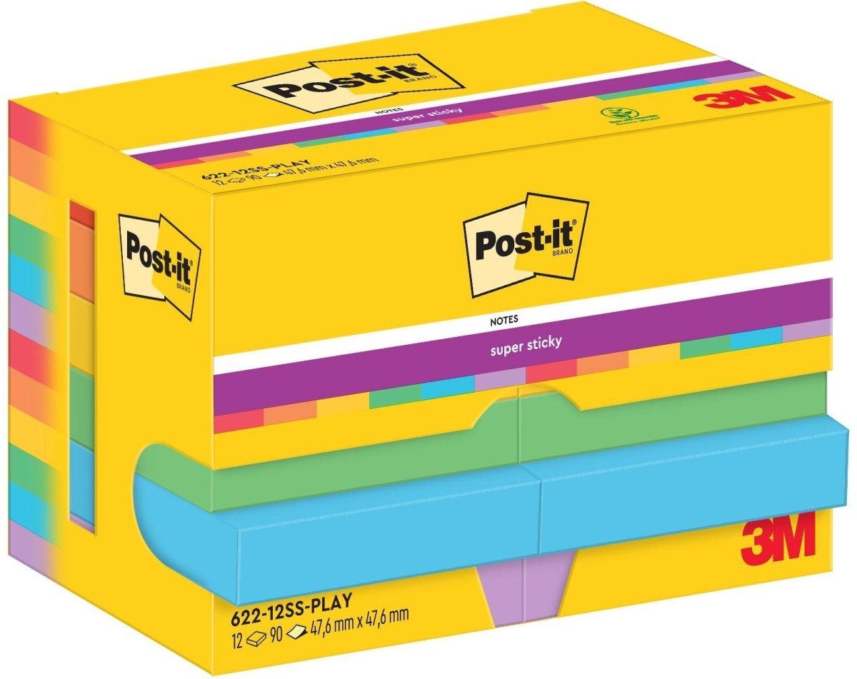 Haftnotizblock Haftnotiz Super Sticky Notes Playful Collection 47,6x47,6mm 90 Blatt .