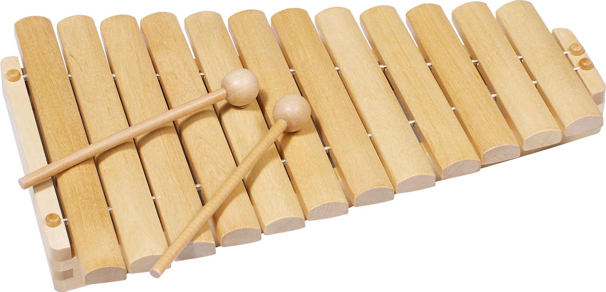 Spielzeug-Musikinstrument Xylophon aus Holz mit 12 Tönen – inkl. zwei Holzschlägel