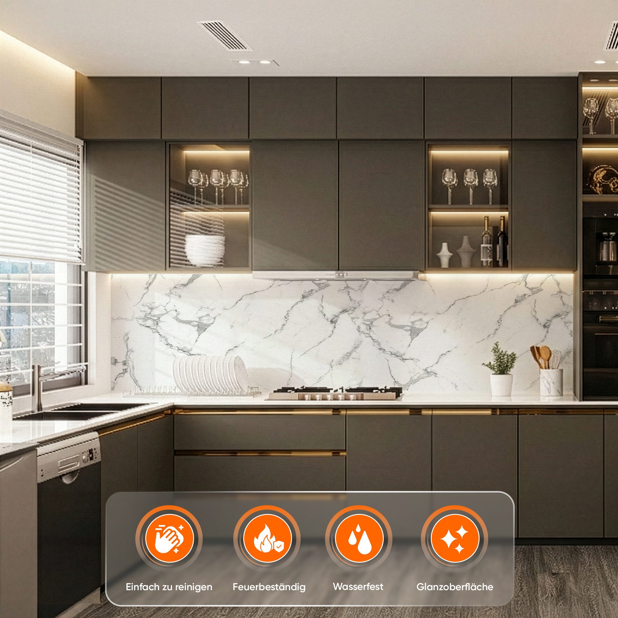 IZODEKOR 3D Wandpaneel IZODEKOR Wandverkleidung Marmoroptik 120x60cm Alternative zu Badfliese, Direkt auf Fliesen montierbar, fleckenabweisend