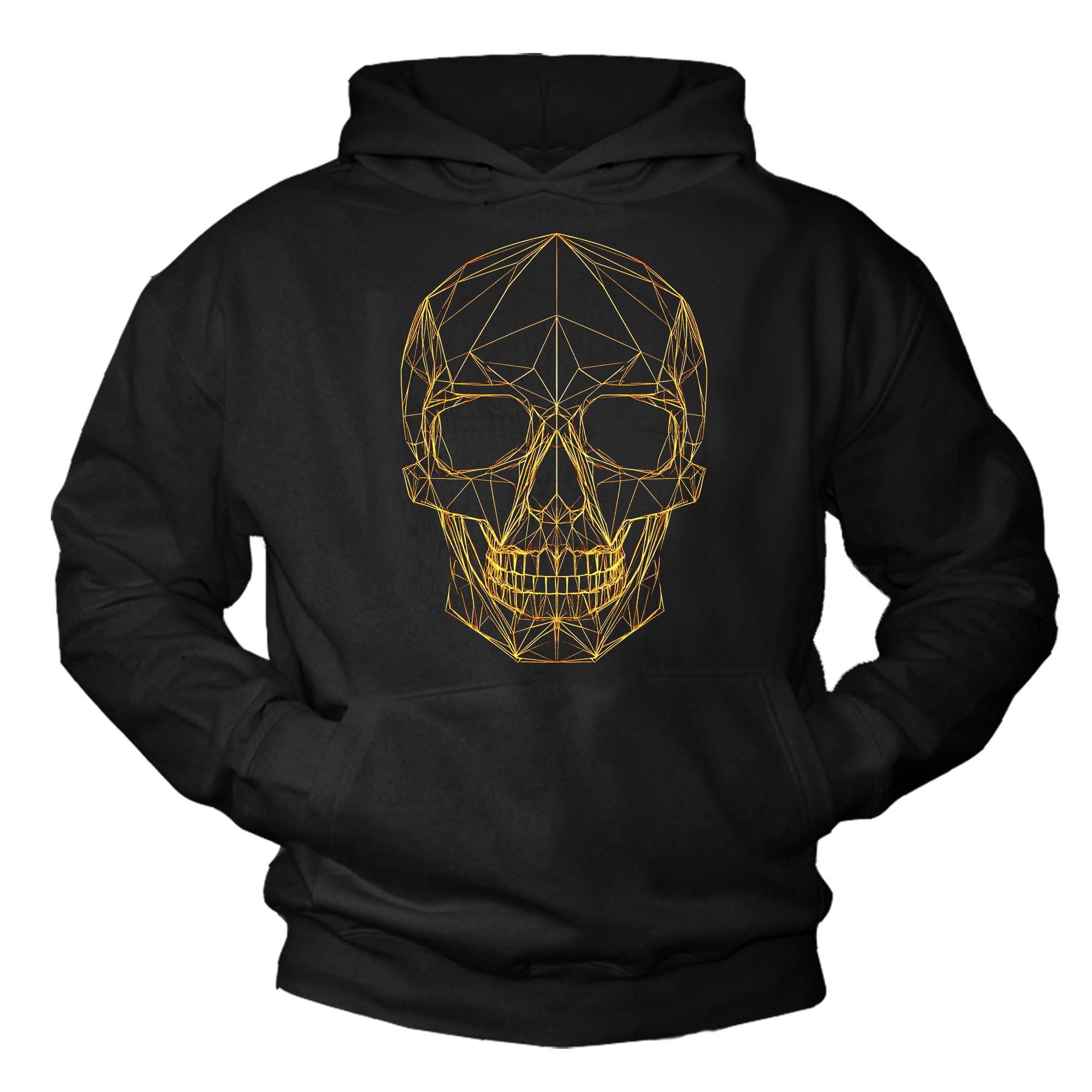 MAKAYA Kapuzenpullover Gothic Totenkopf Sweatshirt Tattoo Style Skull Design (Schwarz, S, M, L, XL, XXL, 3XL, 4XL) mit Druck
