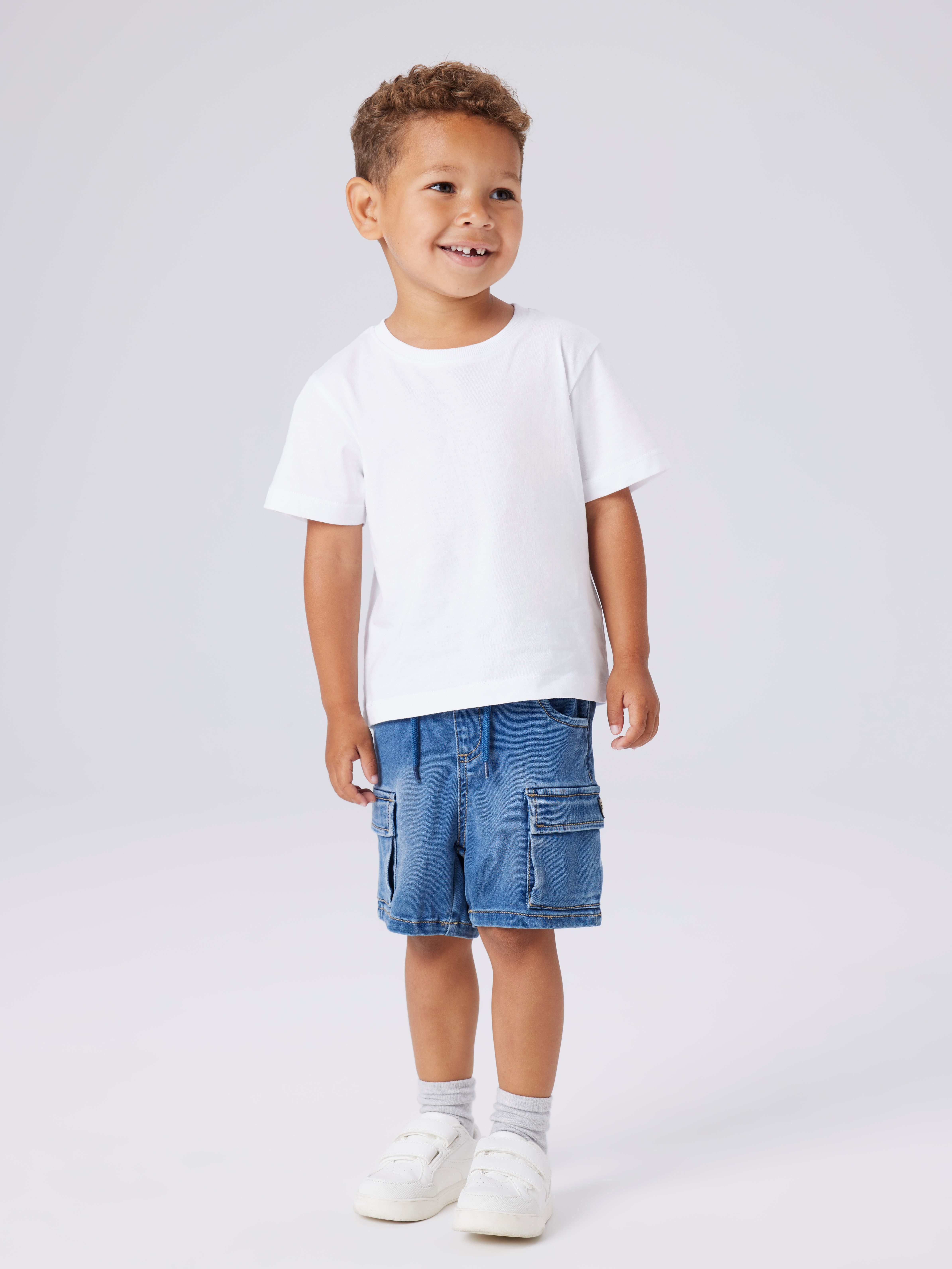 Name It Cargoshorts coole Jeansshorts NMMBEN BAGGY DNM L SHORTS 8610-TO NOOS (Cargotaschen, Baggy Fit, verstellbarer Bund, elastisches Bündchen) Denim Materialmix mit Stretch