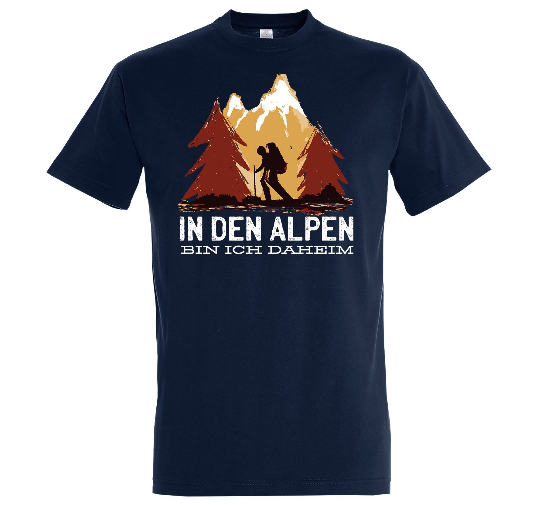 Youth Designz Daheim Shirt Ich In Alpen Den mit T-Shirt Navyblau trendigem Bin Frontprint Herren