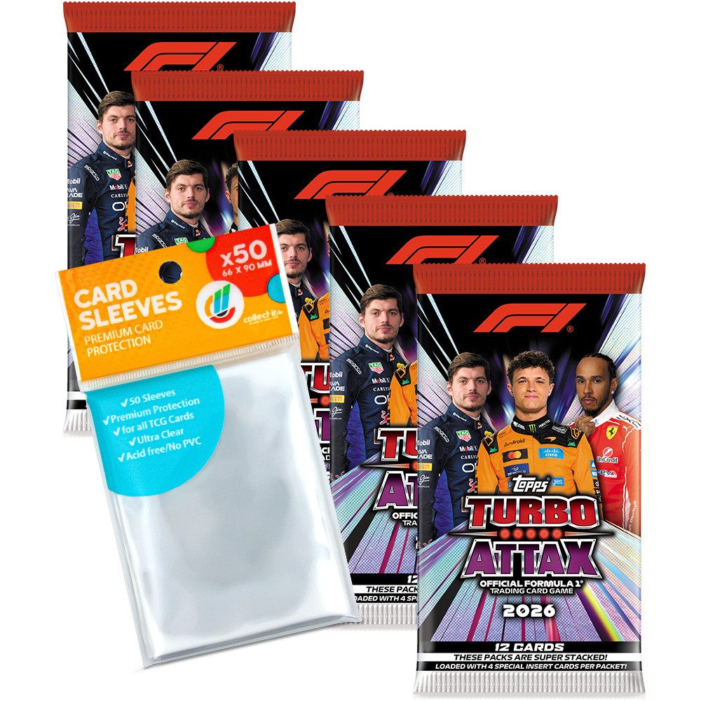 Topps Sammelkarte Turbo Attax Formel 1 2026 - 5 Booster + exklusive collect-it Hüllen von Topps