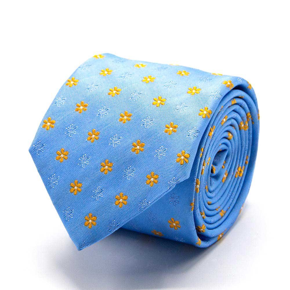 BGENTS Krawatte Seiden-Jacquard Krawatte mit Blüten-Muster Breit (8 cm) Hellblau