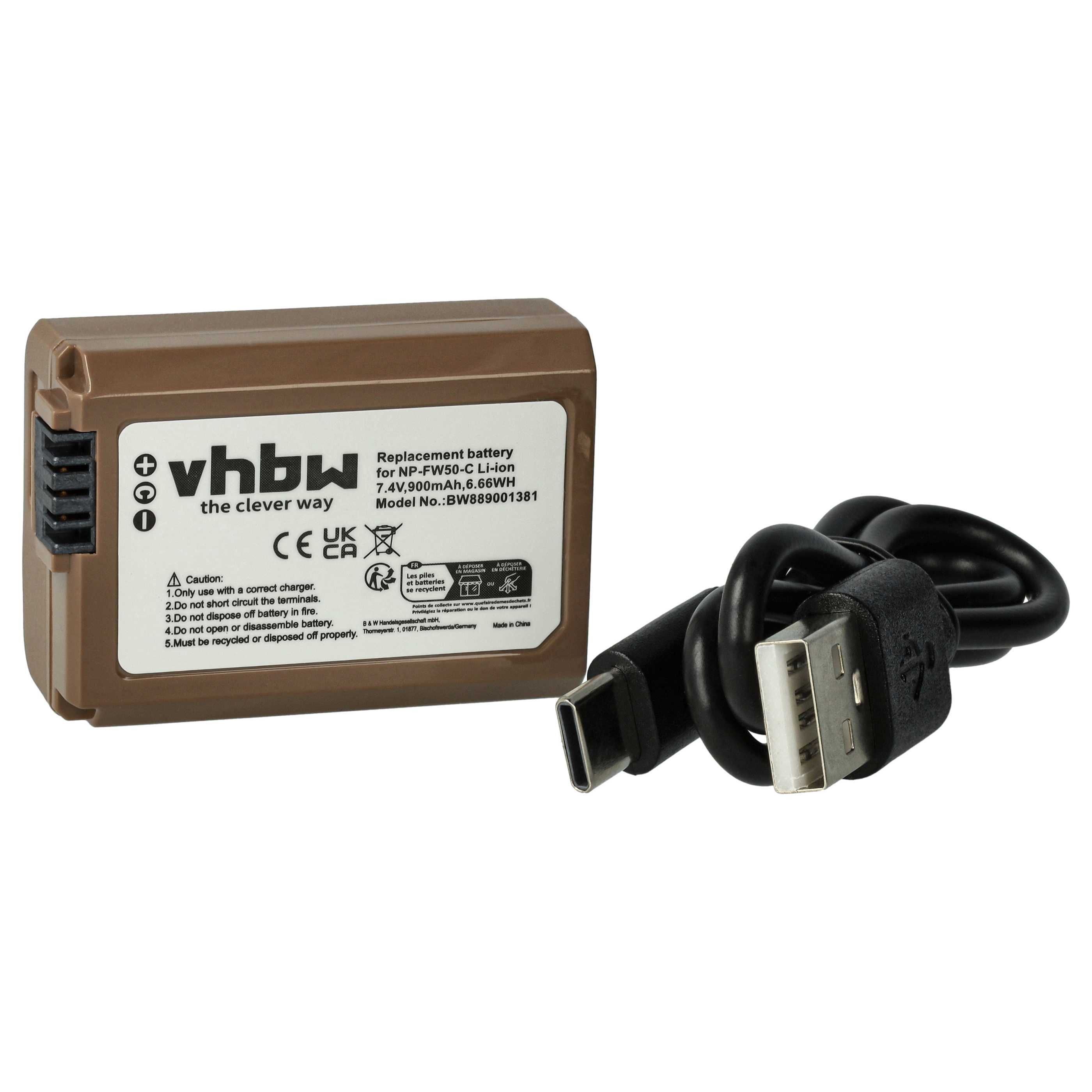vhbw Akku passend für Sony Alpha 7R II, A3000, 7, 7R, A5000, 6500, 7s, 7S Kamera-Akku Akku Li-Ion 900 mAh (7,4 V, 1 St), Leistungsfähiger Austausch-Akku für Digitalkamera, Spiegelreflexkamera