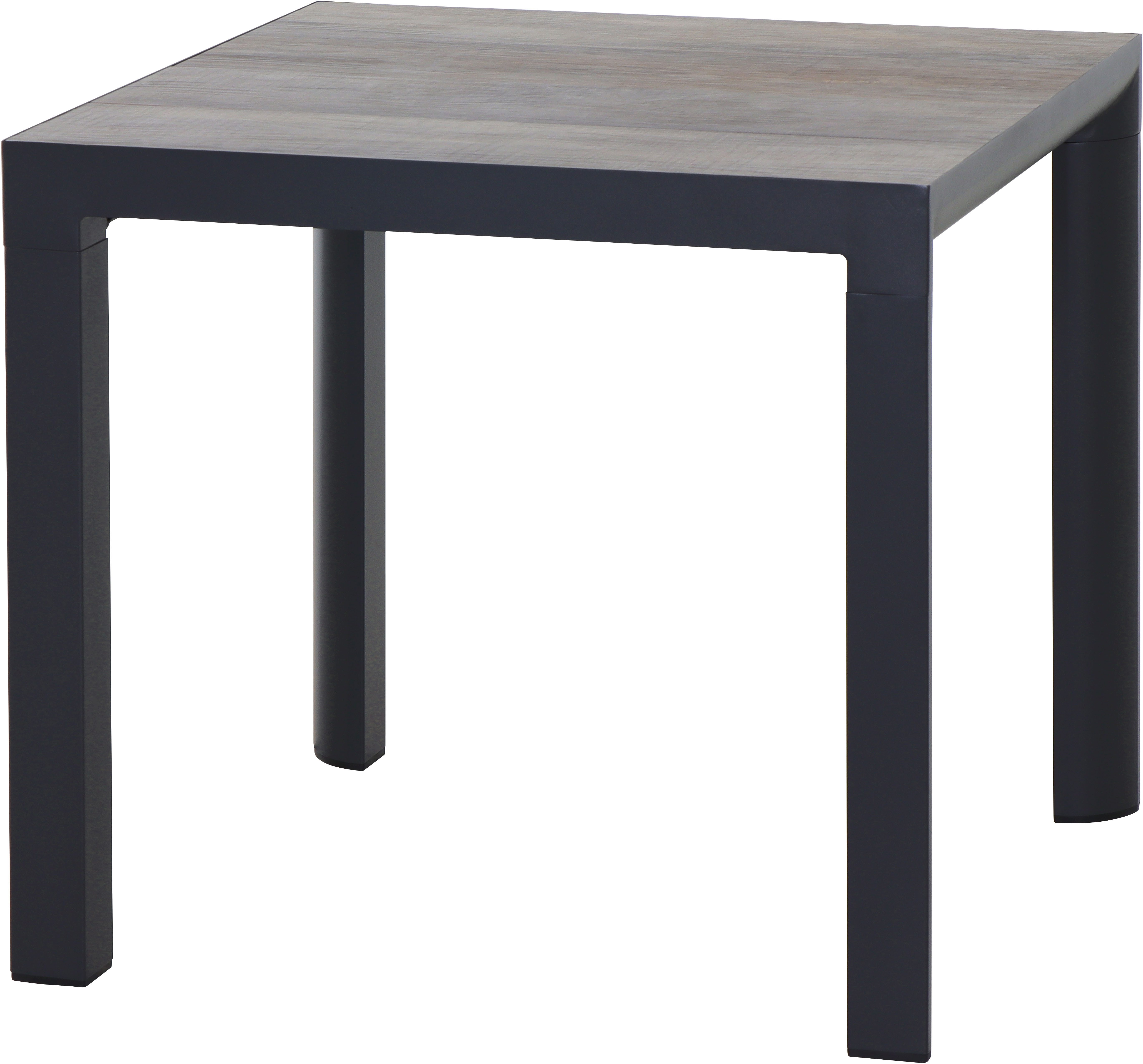 Siena Garden Gartentisch SILVA Tisch 80 x 80cm matt anthrazit/wash-grey, Aluminiumgestell matt anthrazit, Tischplatte aus Keramik, washed grey