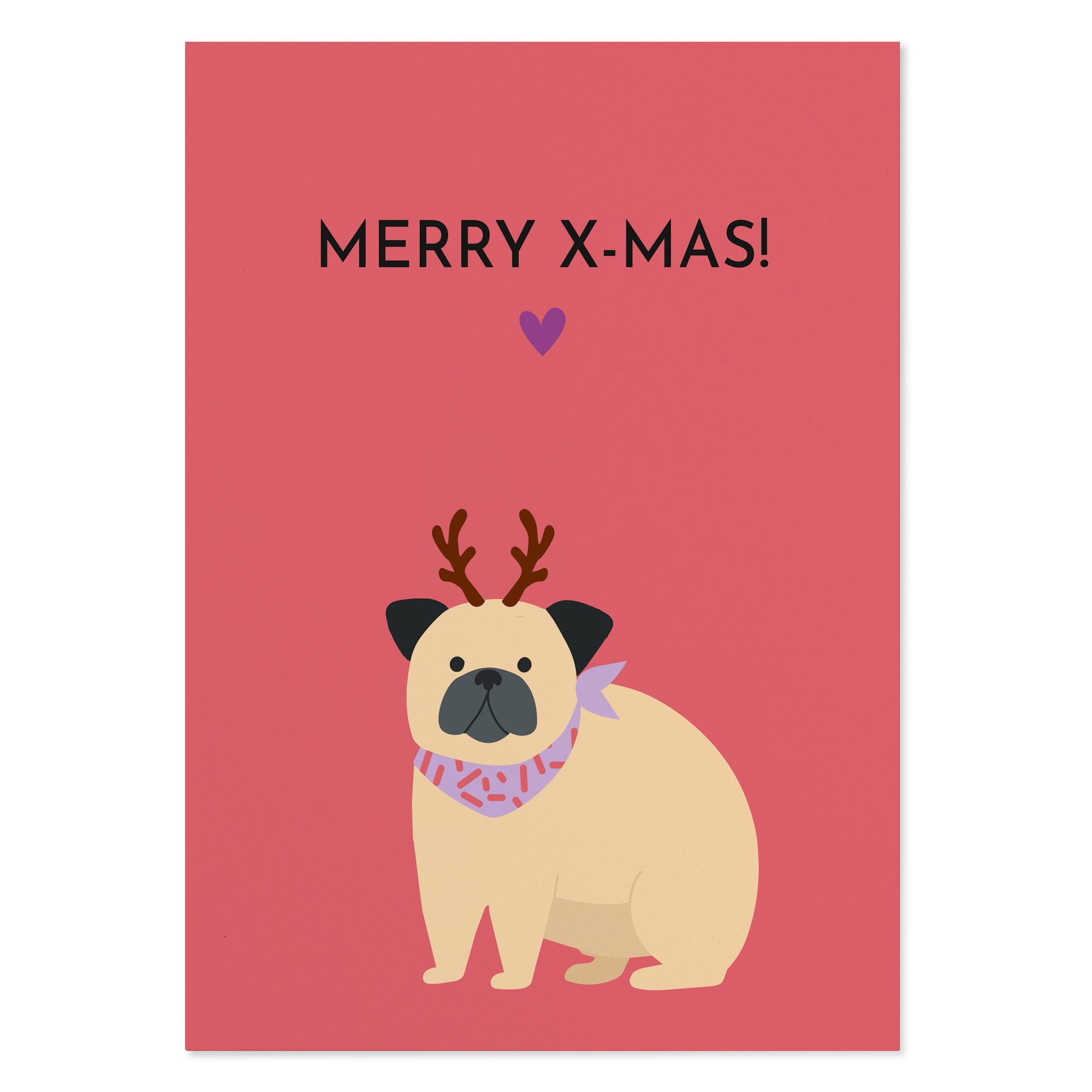 Bow & Hummingbird Weihnachtskarte Lustige Weihnachtskarte mit Hund „Merry X-Mas!“, Karte Weihnachten aus Recyclingpapier DIN A6