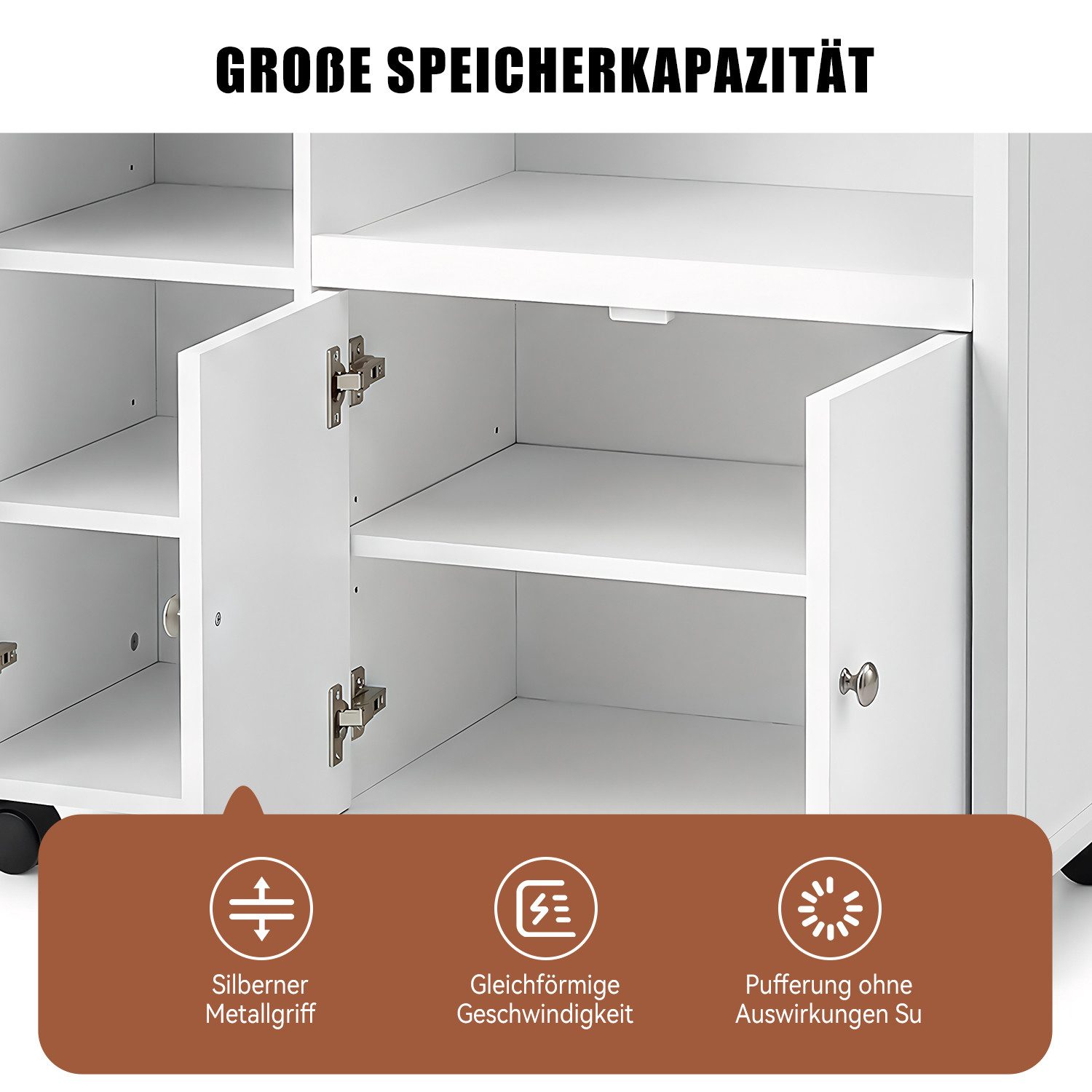 oyajia Mehrzweckschrank Aufbewahrungsschrank Küchekommode Küchentrolley mit Rollen (Mikrowellenschrank Küchenschrank Rollwagen,mit Schubladen) Viel Stauraum,verstellbare Einlegeböden 90 x 40 x 82.5 cm