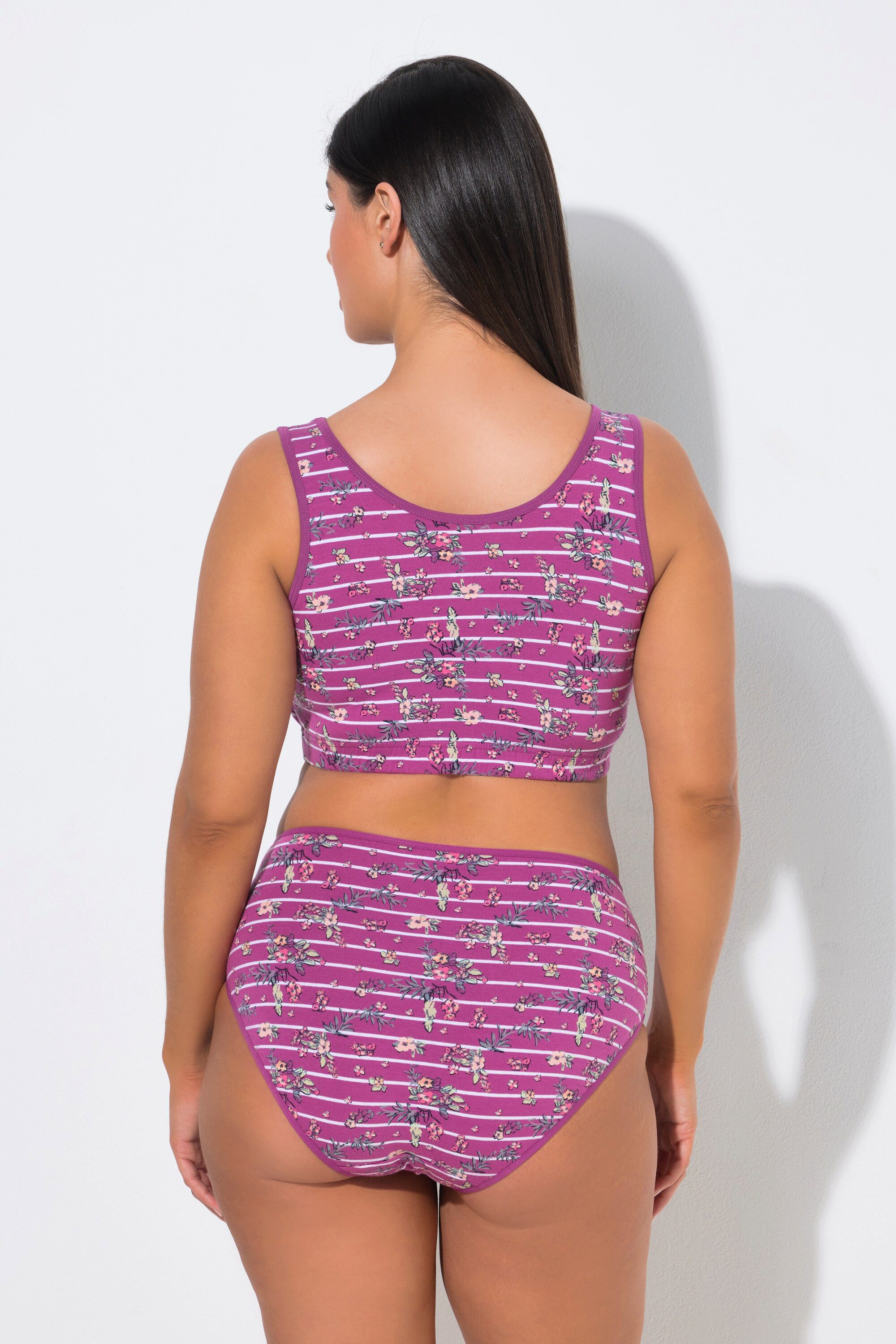 Ulla Popken Bustier Bustier Ringel/Blüten Rundhalsausschnitt