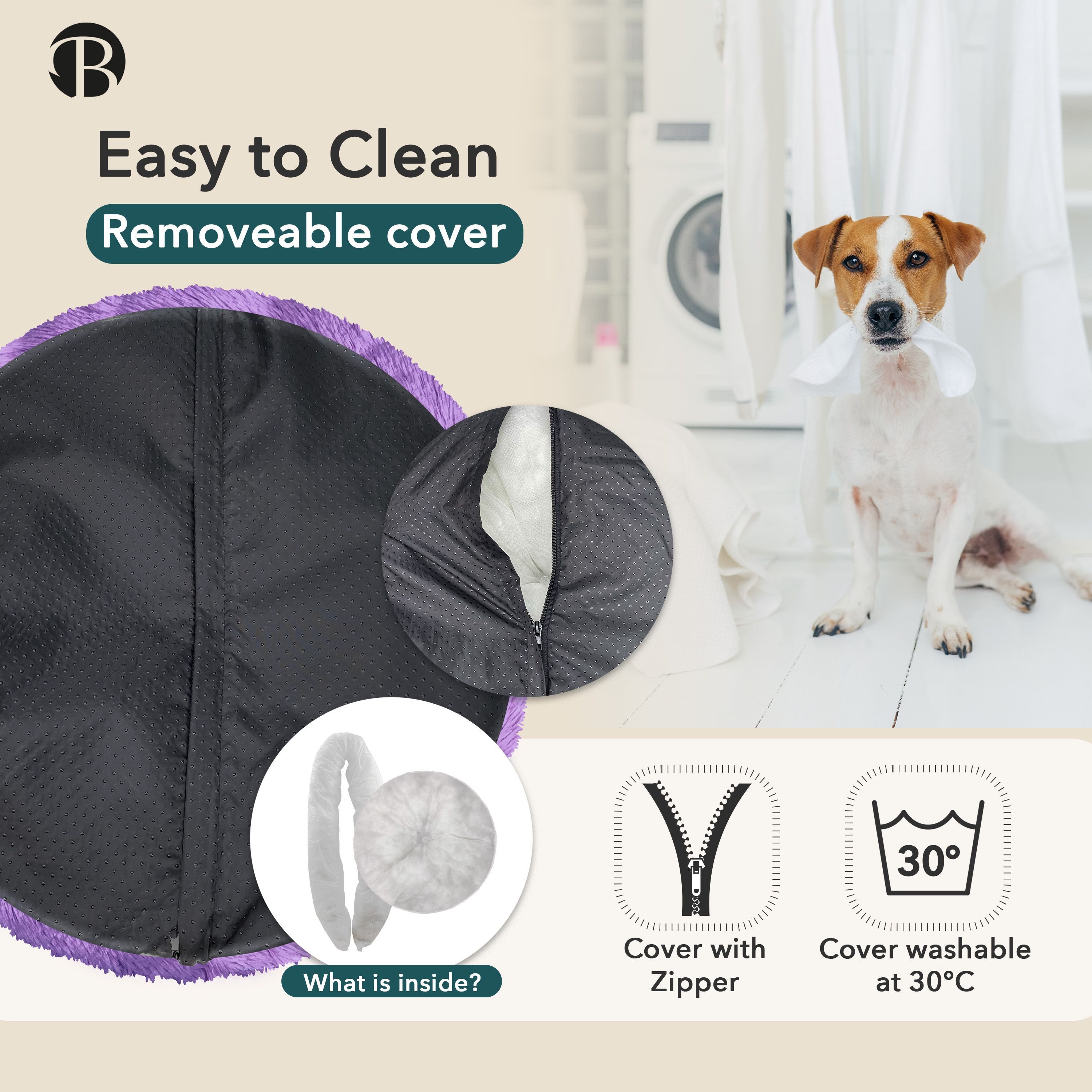 Bluzelle Tierbett Premium Hundebett Hundekissen Donut / Katzenbett Katzenkissen / M, Flauschig Kuschelig Weiches Kunstfell, für Mittlere Hunde / Hundekorb / Rund Waschbar Plüsch Kissen Tier Bett