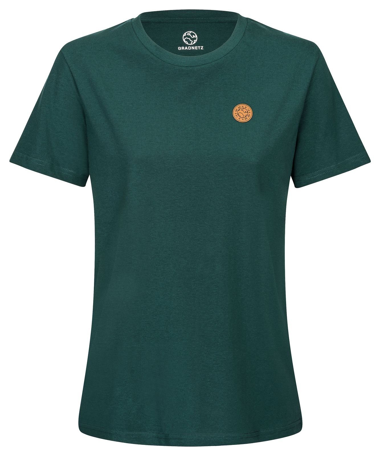 Gradnetz T-Shirt basic leather & dunkelgrün fair 100% nachhaltig unisex Biobaumwolle