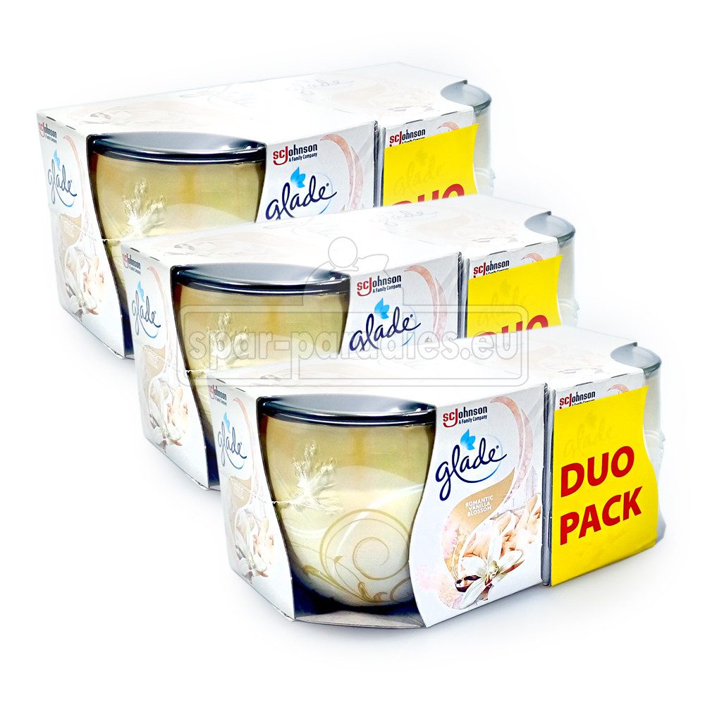 SC JOHNSON Duftkerze Glade Duftkerze Romantic Vanilla Blossom Duo-Pack, 2x 120 g x 3