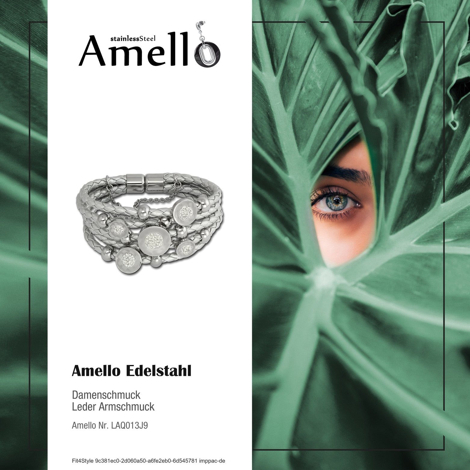 Amello Edelstahlarmband Amello Zirkonia Farbe: (Stainless Edelstahl Steel), Armband Damen silber Kreise gra (Armband), silber, Armband (Kreise)