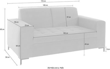 OTTO products 2-Sitzer Grazzo, hochwertige Stoffe aus recyceltem Material, Steppung im Sitzbereich