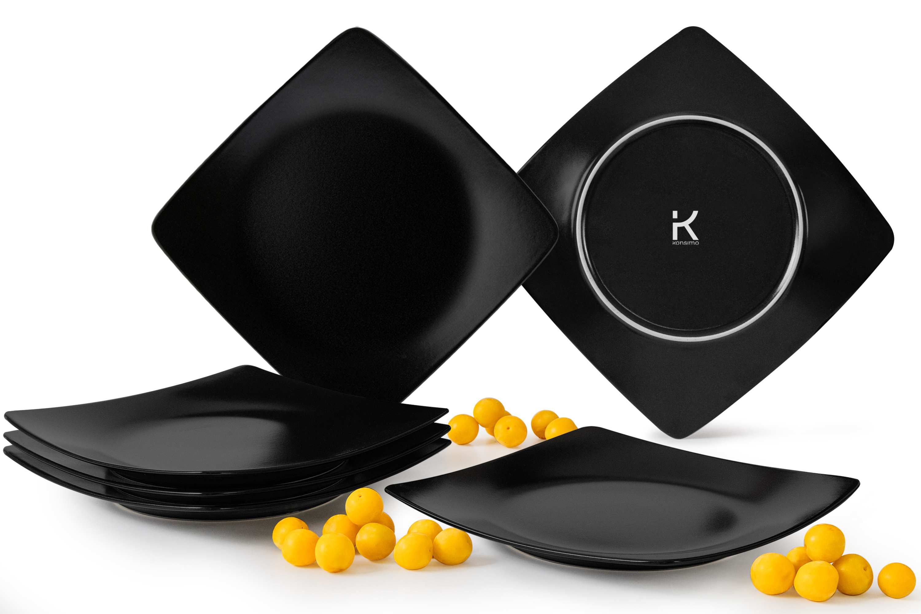 KONSIMO® Teller-Set EPIRI Geschirrset Speiseteller 6 Personen, hergestellt in der EU (6-tlg), 6 Personen, Keramik, quadratisch, Spulmachinen- und Mikrowellengeeignet