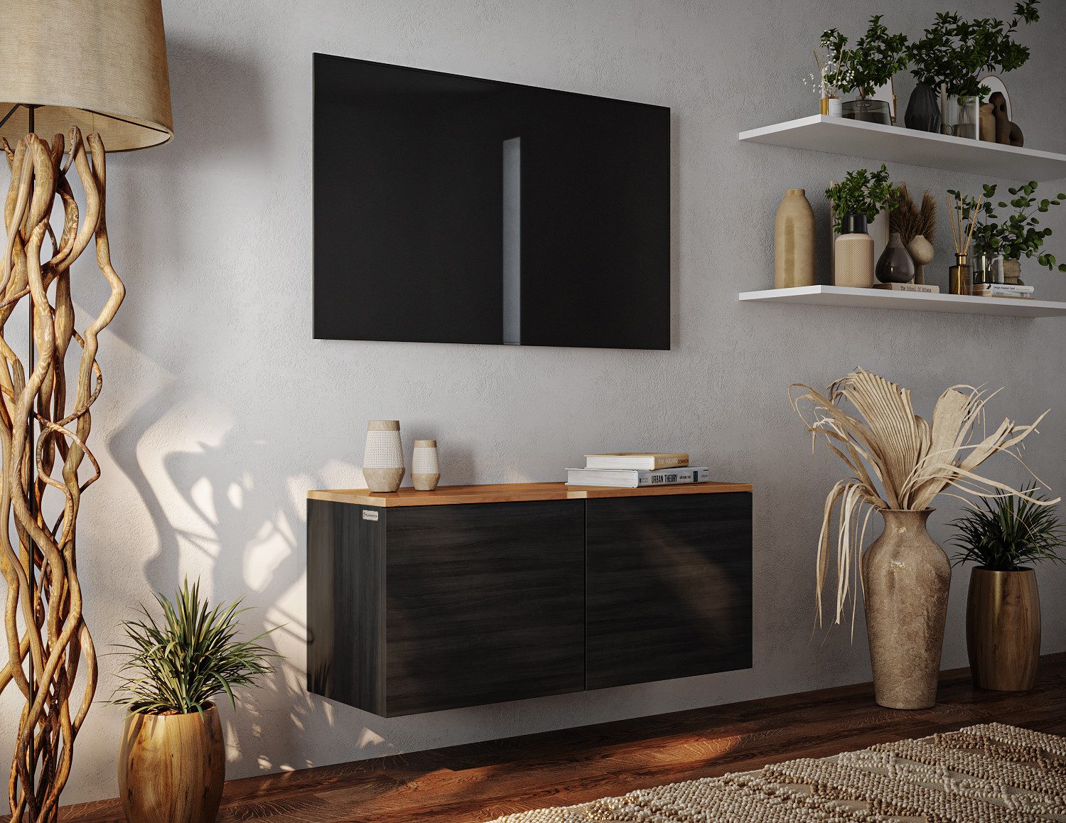 Platan Room Lowboard LUNA, 90 oder 180 cm Sideboard Hängend oder Stehend ganz in Matt