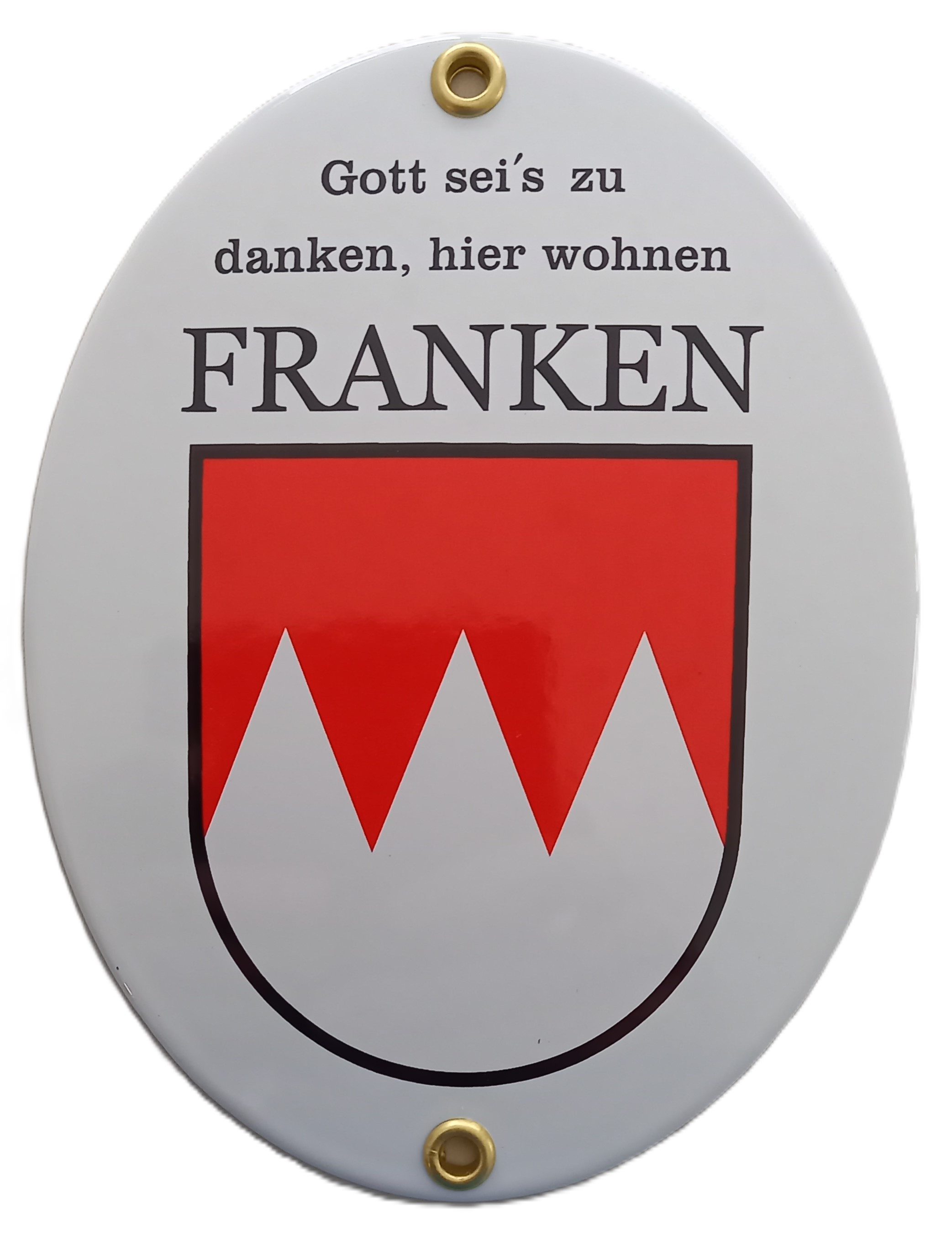 Elina Email Schilder Metallschild Franken Gott sei´s zu danken hier wohnen Franken