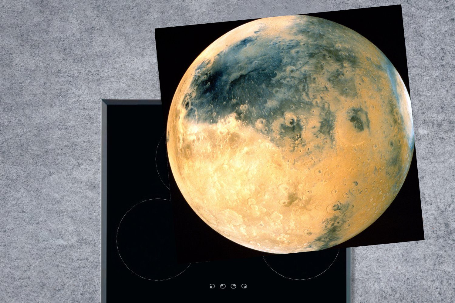 Arbeitsplatte Mars, Gelb für Herdblende-/Abdeckplatte cm, 78x78 tlg), Vinyl, küche (1 MuchoWow Planet Ceranfeldabdeckung, gefärbter