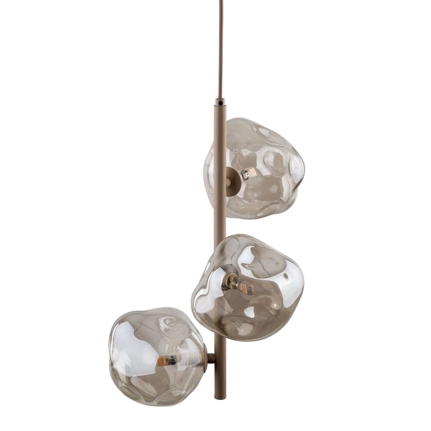 Licht-Erlebnisse Pendelleuchte UMERA, ohne Leuchtmittel, Metall Rauchglas G9 B: 29 cm H: max. 90 cm Beige Cognac 3-flammig