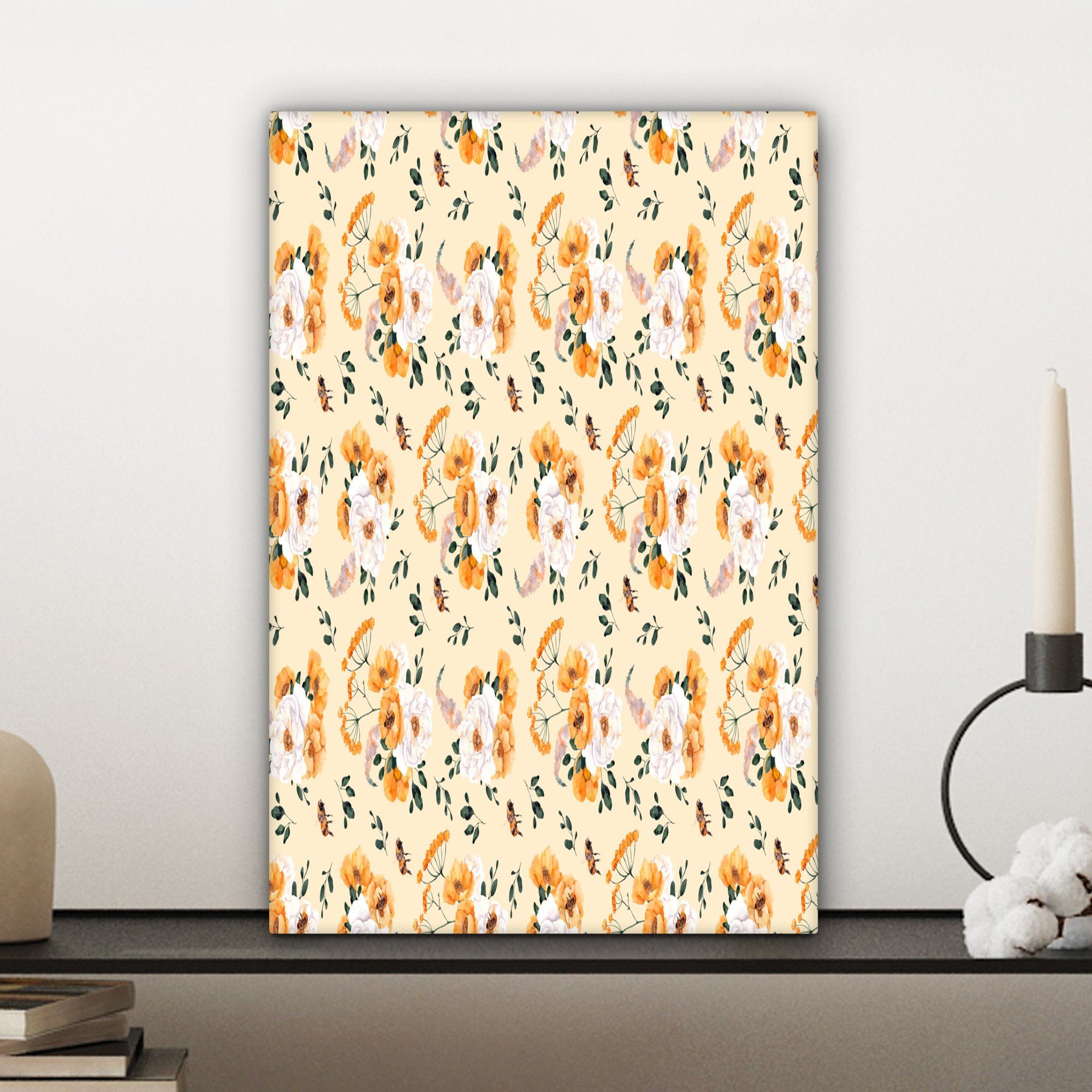 Zackenaufhänger, - Gemälde, Leinwandbild Leinwandbild Blumen inkl. OneMillionCanvasses® - bespannt (1 Pastell cm Farben, fertig 20x30 St),