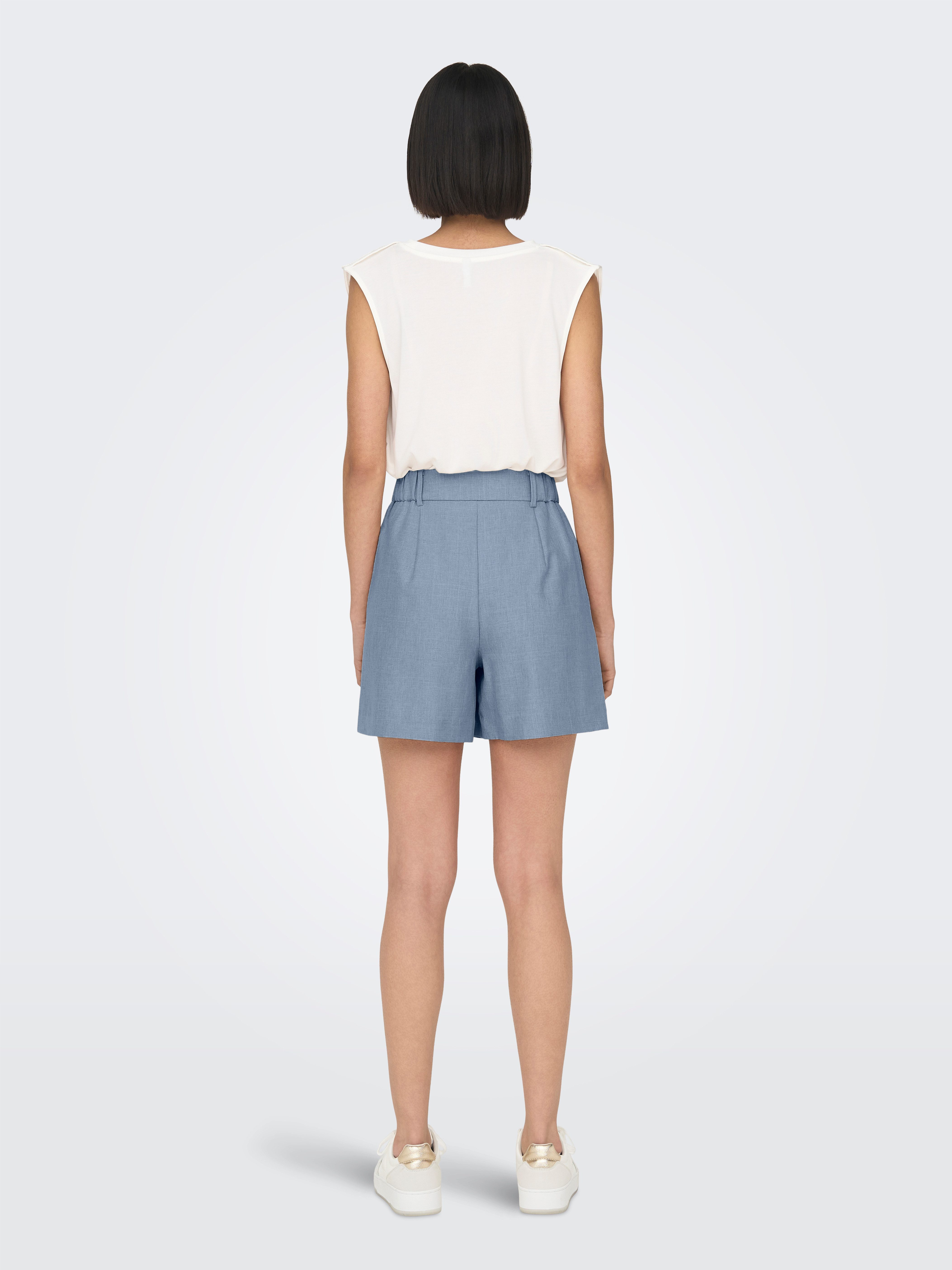 ONLY Shorts ONLLINDA – Shorts mit hoher Taille und weitem Beinschnitt Materialmix, High Waist