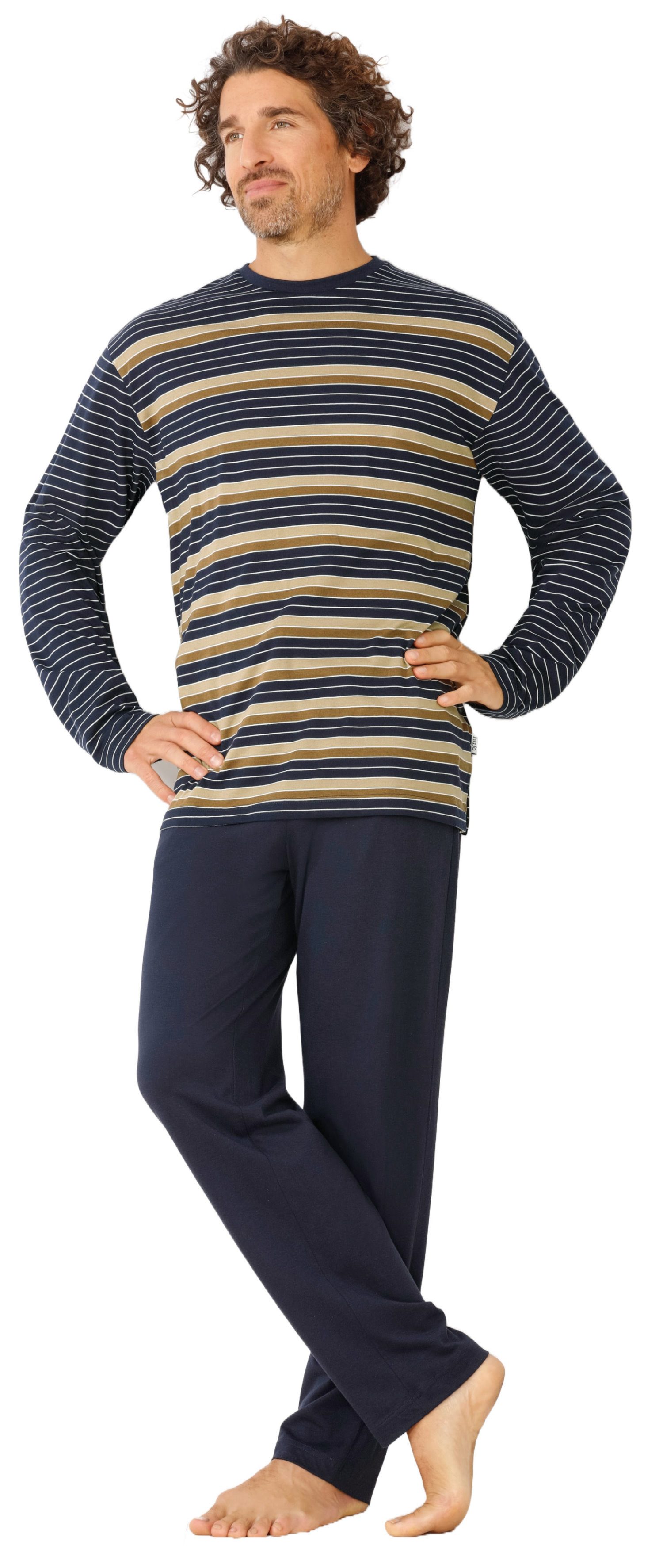 Hajo Schlafanzug Modischer Herren Pyjama lang (2 tlg) Modisches Design