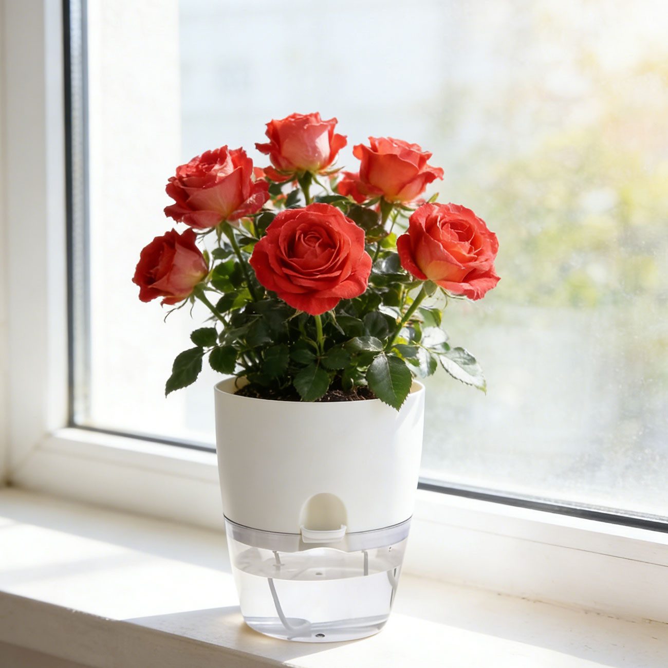 shop'n smile ideoon Blumentopf Blumentopf selbstbewässernd Ø18,5cm Pflanzgefäß mit Docht-System (6 St., 3er-Set & 6er-Set), 10-15 Tage Urlaubsschutz/transparentes Reservoir/ 18,5x15,5 cm