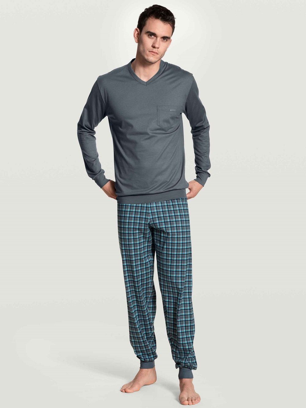 CALIDA Pyjama »Calida Herren Bündchenpyjama dunkelblau 40767« aus reiner  Baumwolle online kaufen | OTTO