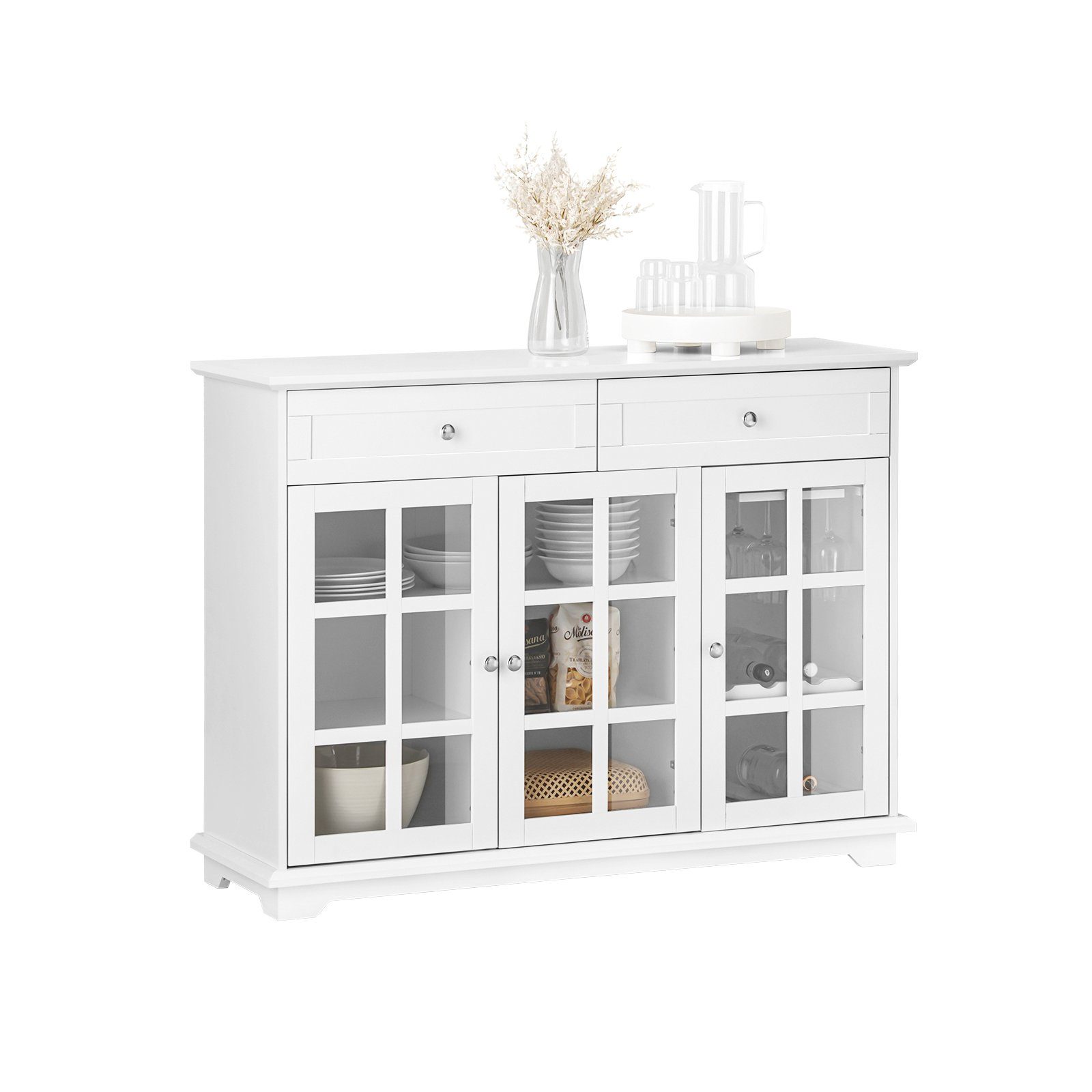 SoBuy Sideboard FSB77, Küchenschrank Kücheninsel mit Glastür Kommode Bartis günstig online kaufen