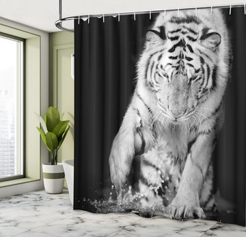 Abakuhaus Duschvorhang Moderner Digitaldruck mit 12 Haken auf Stoff Wasser Resistent Breite 175 cm, Höhe 180 cm, Tiger Große Katze spielt in Wasser