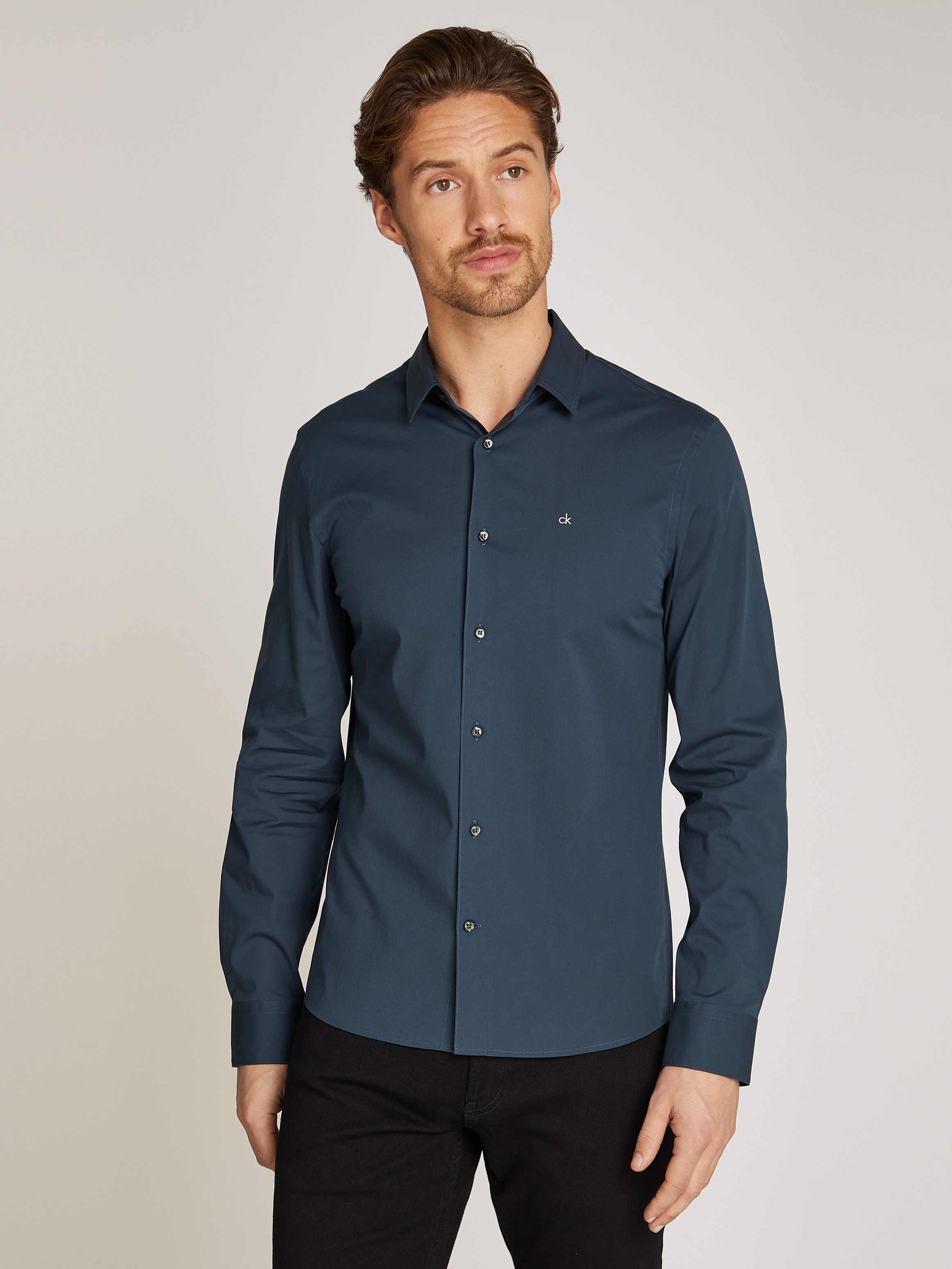 Calvin Klein Langarmhemd SLIM FIT STRETCH günstig online kaufen