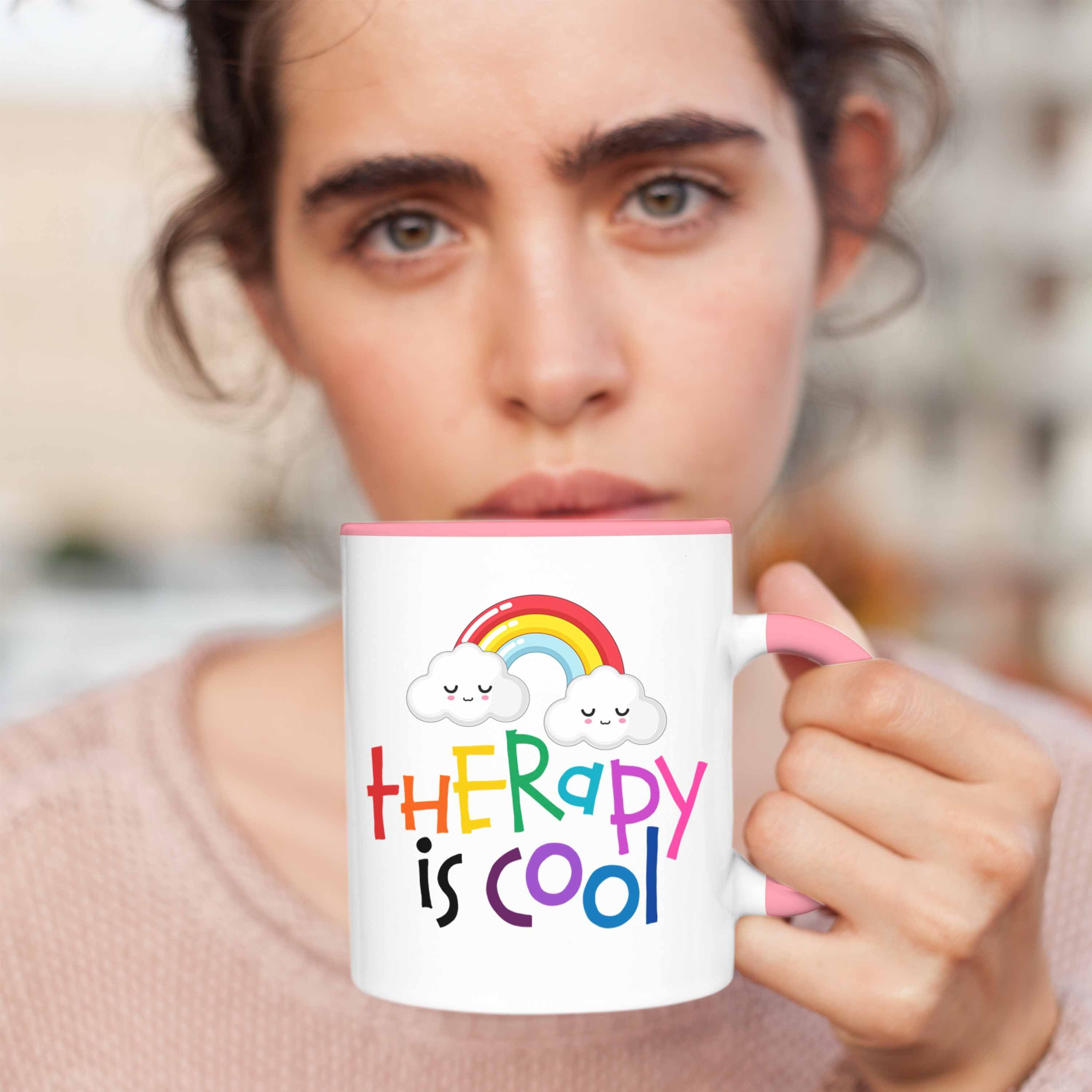 Trendation Tasse "Therapy Is Cool" Rosa Geschenkidee für Tasse Psychotherapie-Fans
