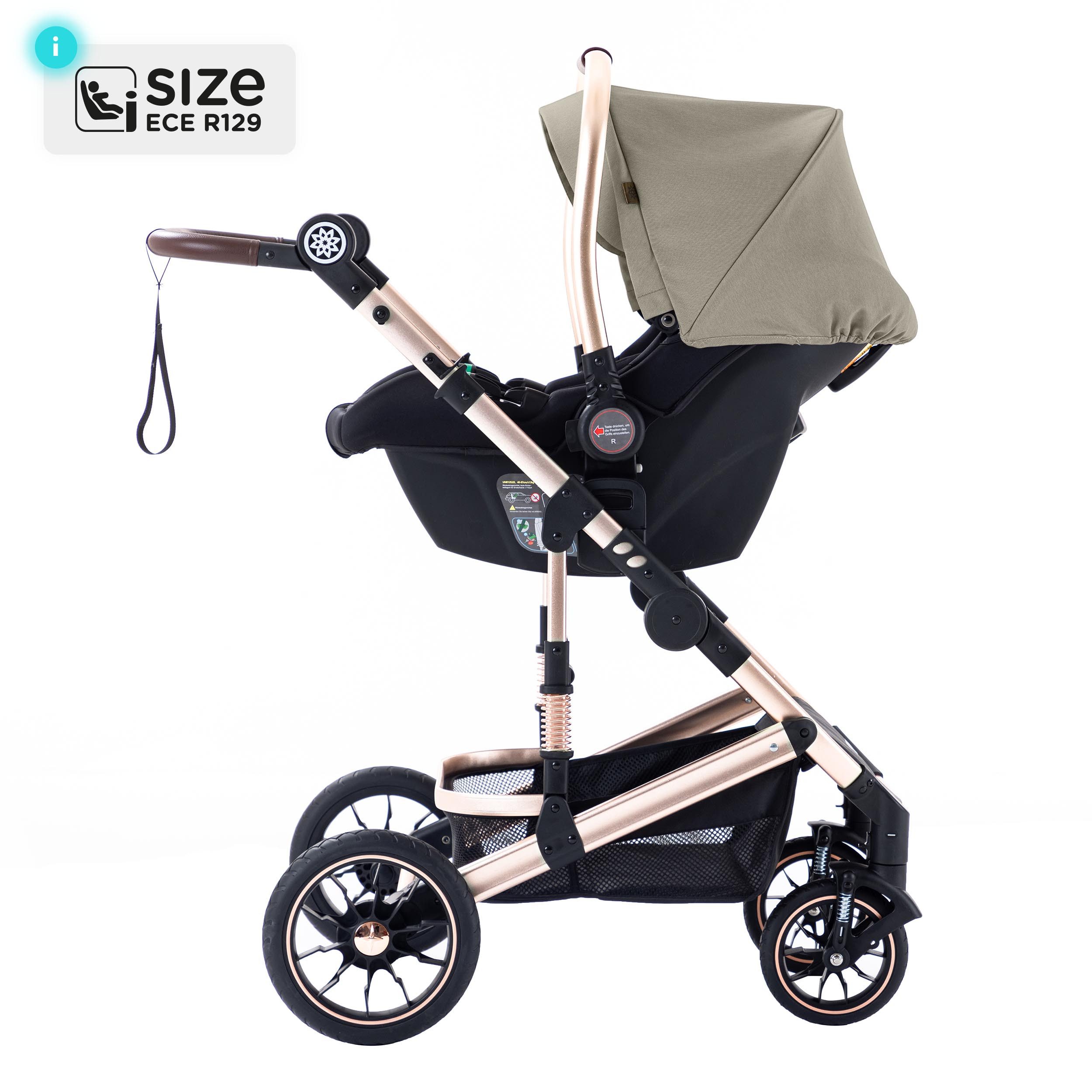 Daliya® Babyschale NEOMOVE i-Size Auto-Kindersitz für Babys – für NEOMOVE Kinderwagen, ab: ab Geburt, bis: 1,5 Jahre, ab: 40 cm, bis: 87 cm, i-Size Kindersitz für Baby, inklusive Lendenkissen