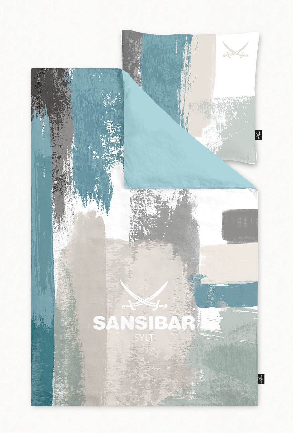 Sansibar Sylt Bettwäsche Bettwäsche Paint mit modernem Pinselstrich-Design, 100% Baumwolle, Baumwolle, 2 teilig, edel und hochwertig, weich, hautfreundlich, pflegeleicht