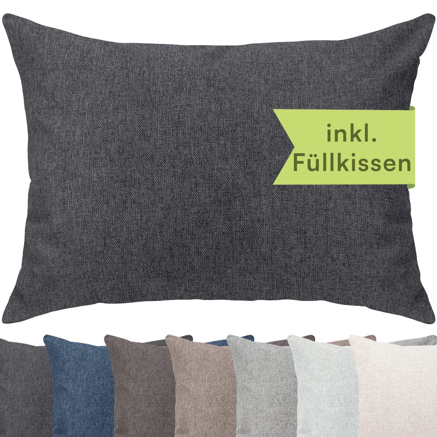 Selfitex Dekokissen XXL 60x80 inkl. Füllkissen kuschelweiches Lesekissen, Rückenkissen, Sofakissen, für Couch, Bett oder als Polster jeglicher Art