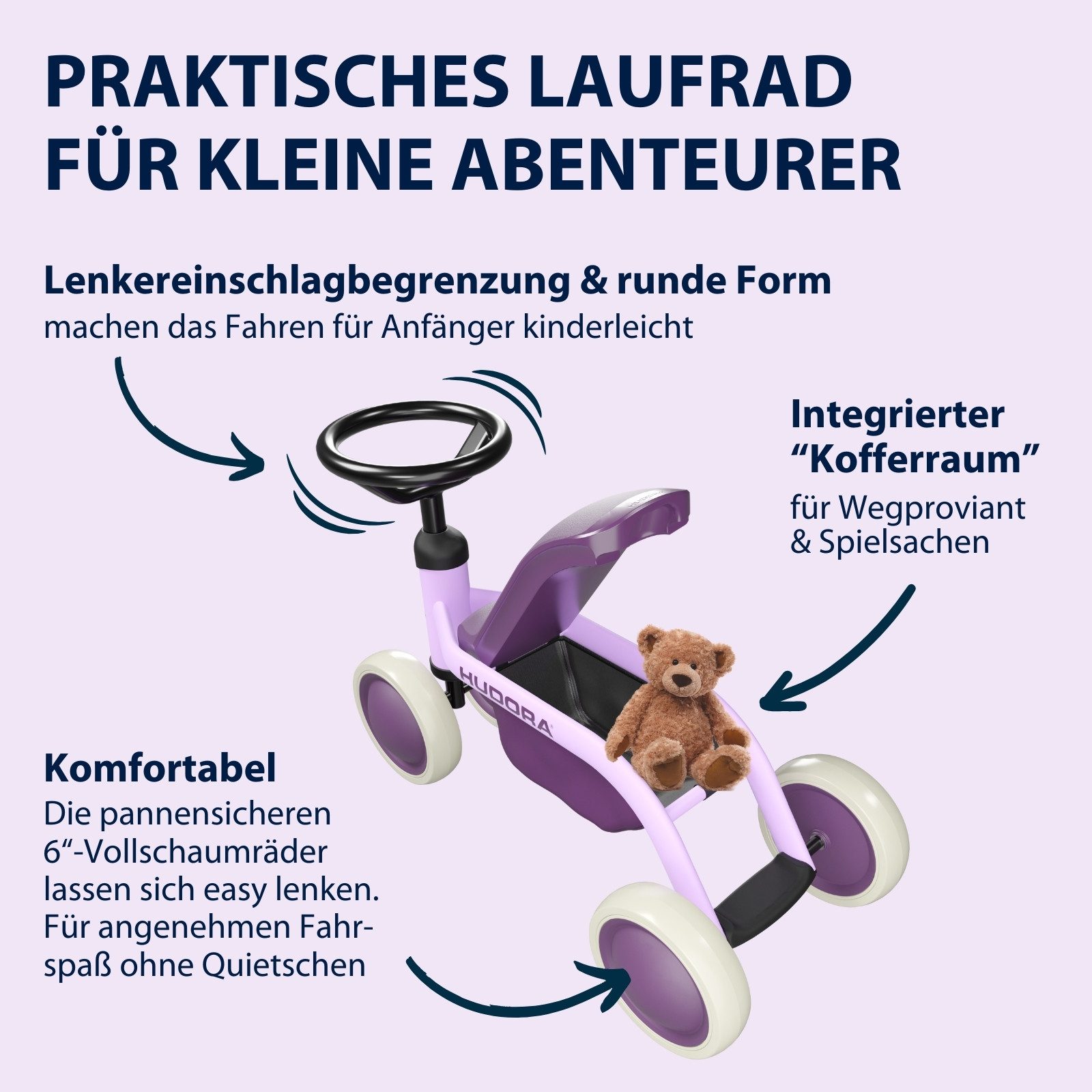 Hudora Laufrad Steppy 6 Zoll, für Kinder ab 1 Jahr, hohe Kippstabilität & federleicht