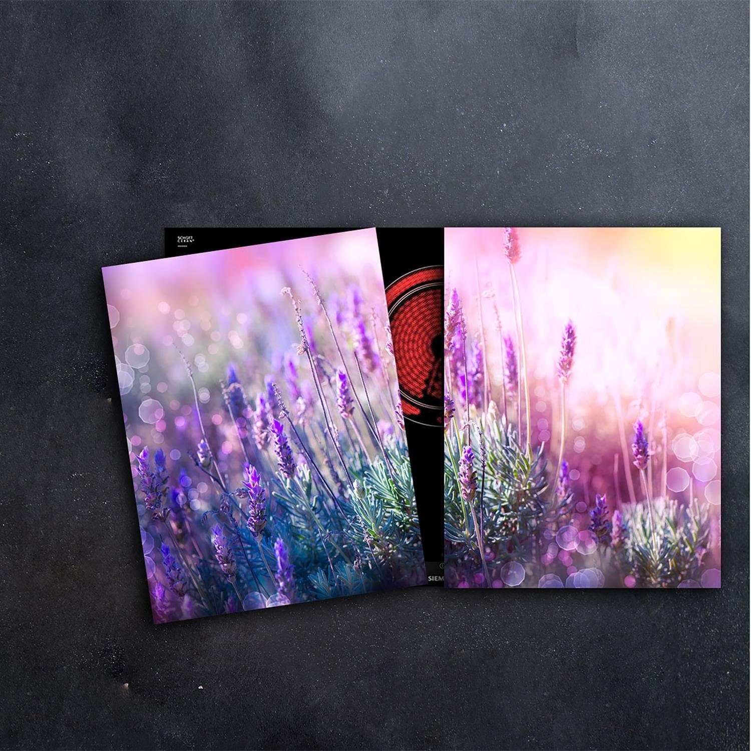 Decorwelt Herd-Abdeckplatte Ceranfeldabdeckung 80x52 Lavendel 2-teilig Sonnenuntergang