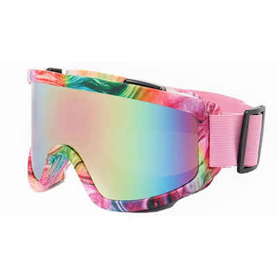 FIDDY Skibrille Anti-Beschlag Bergskibrille, winddichte farbige Sportbrille, (1-St), Skifahren, doppelschichtiger Antibeschlag, großes Sichtfeld, Unisex