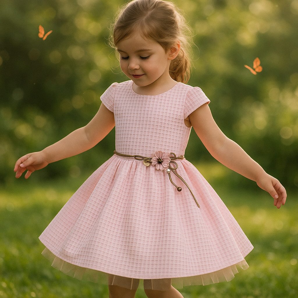Taufkleid Prinzessin Kleid, Party Kleid, Festkleid, 100% Baumwolle, Rosa