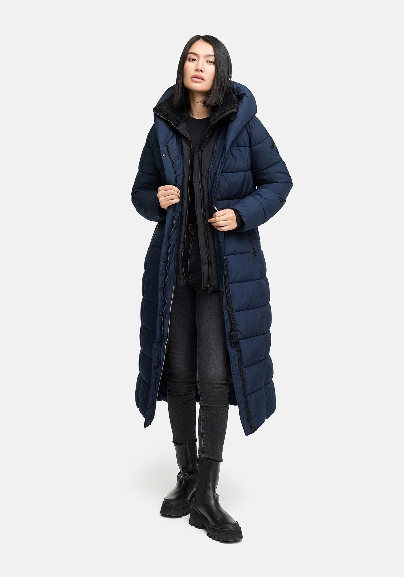 Marikoo Winterjacke Pakoraa extra langer Winter Mantel mit abnehmbaren Innenteil
