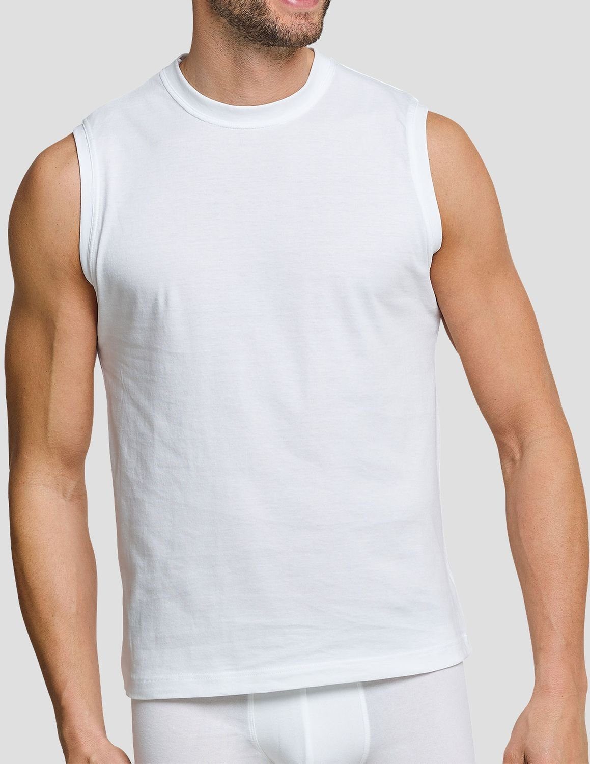 Schiesser Unterhemd Essentials (Mehrpack, im 4er Weiß Muskelshirt Pack ärmellos, 4-St)