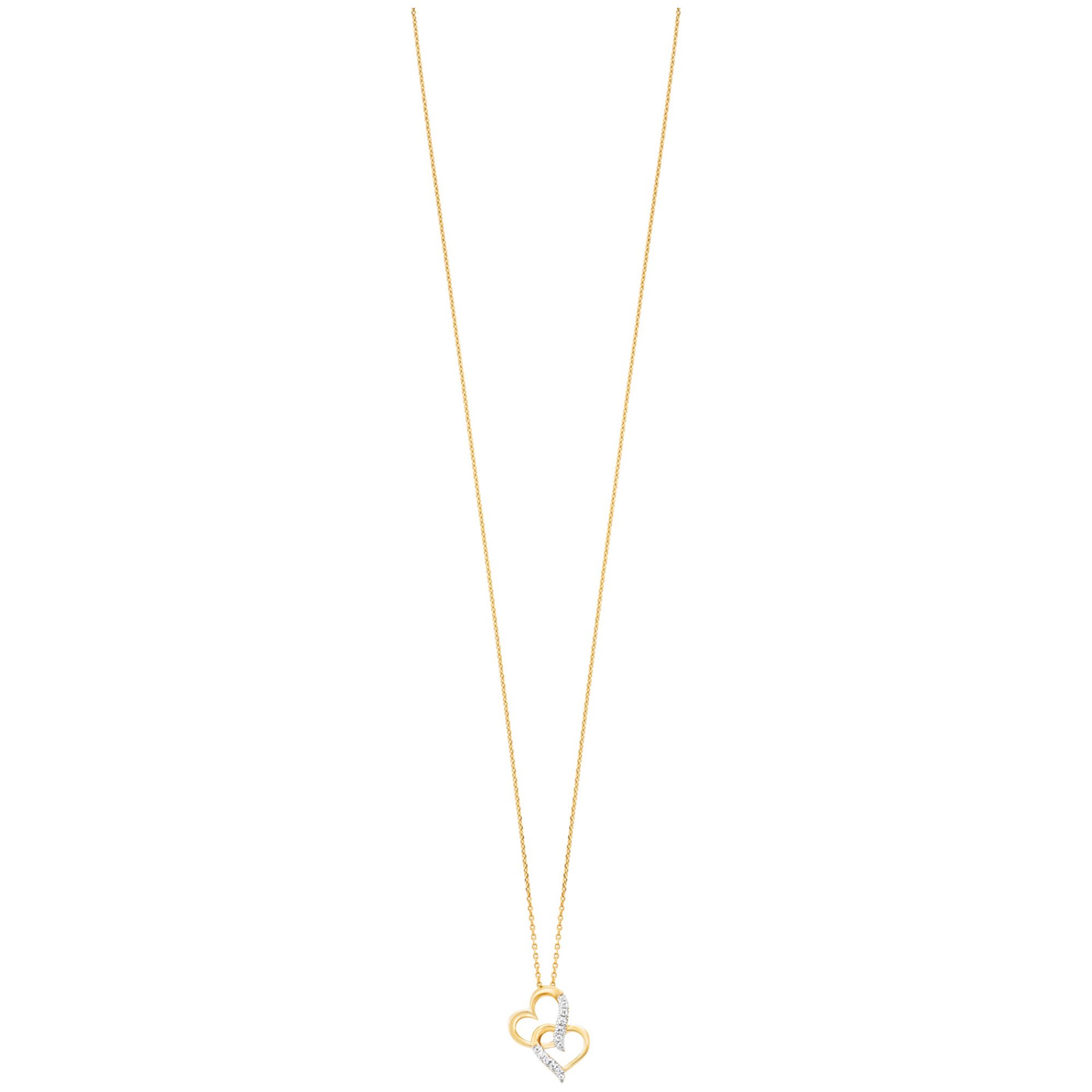 Julie Julsen Kette mit Anhänger 925/- Sterling Silber rhodiniert/vergoldet Herz 13 Zirkonia