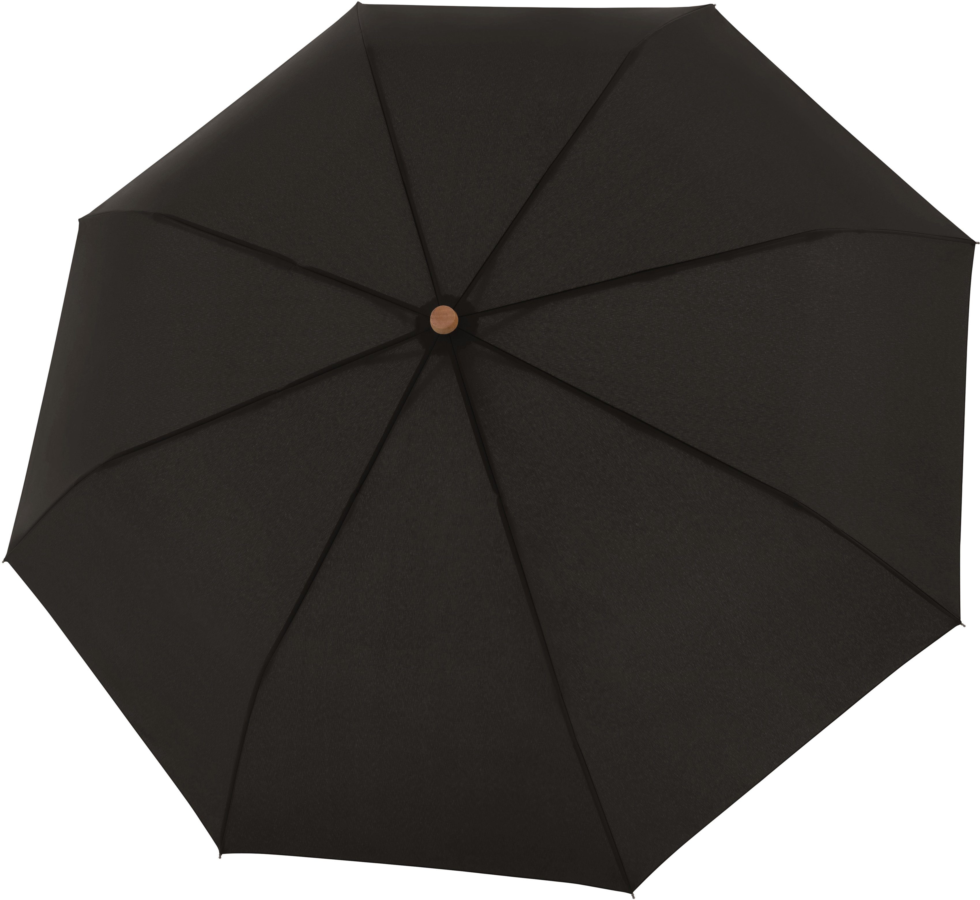 aus nature simple Taschenregenschirm weltweit black, Griff doppler® Material recyceltem - Simply aus Magic, mit schützt Wald Black FSC®-
