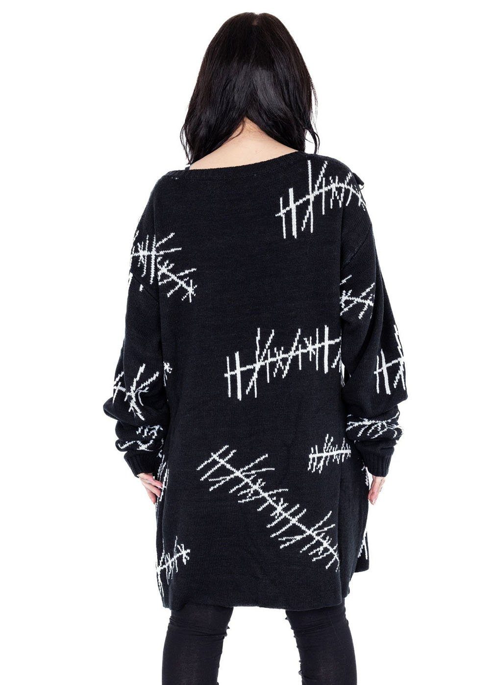 Heartless Strickpullover Stitch Me Strickpulli Gothic Punk Grunge Extralang günstig online kaufen