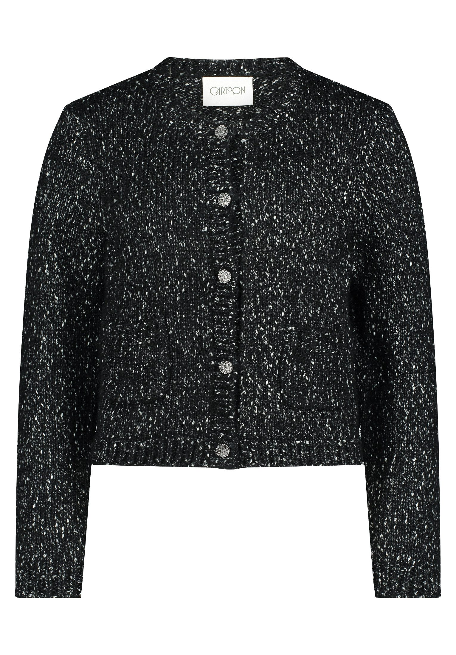 Cartoon Strickjacke Cartoon Cardigan mit Rundhalsausschnitt günstig online kaufen