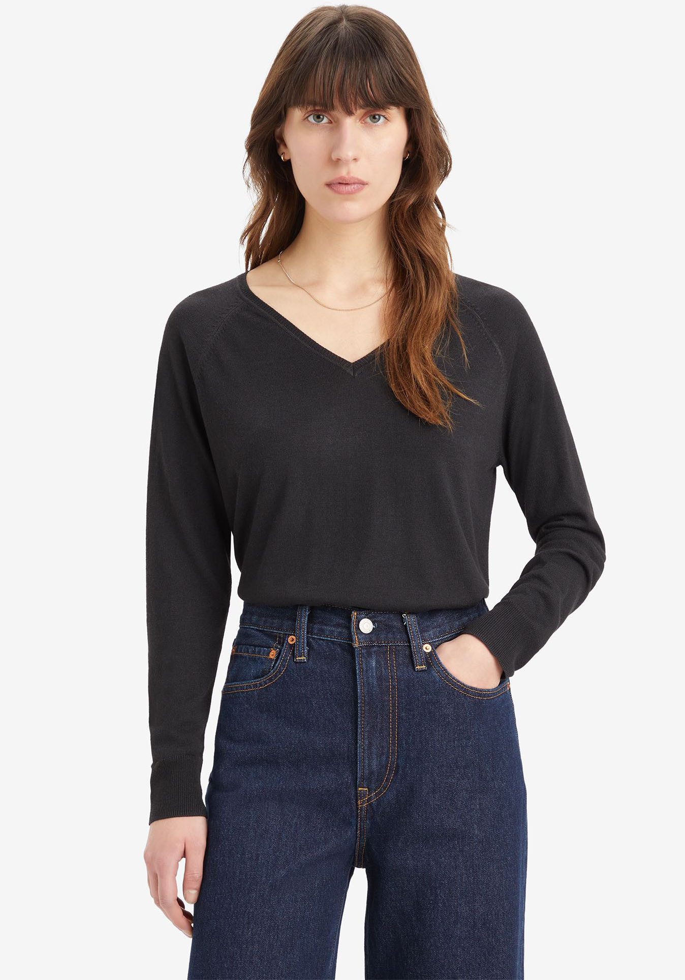 Levi's® Longpullover PETAL VNECK SWEATER mit Rippbündchen günstig online kaufen