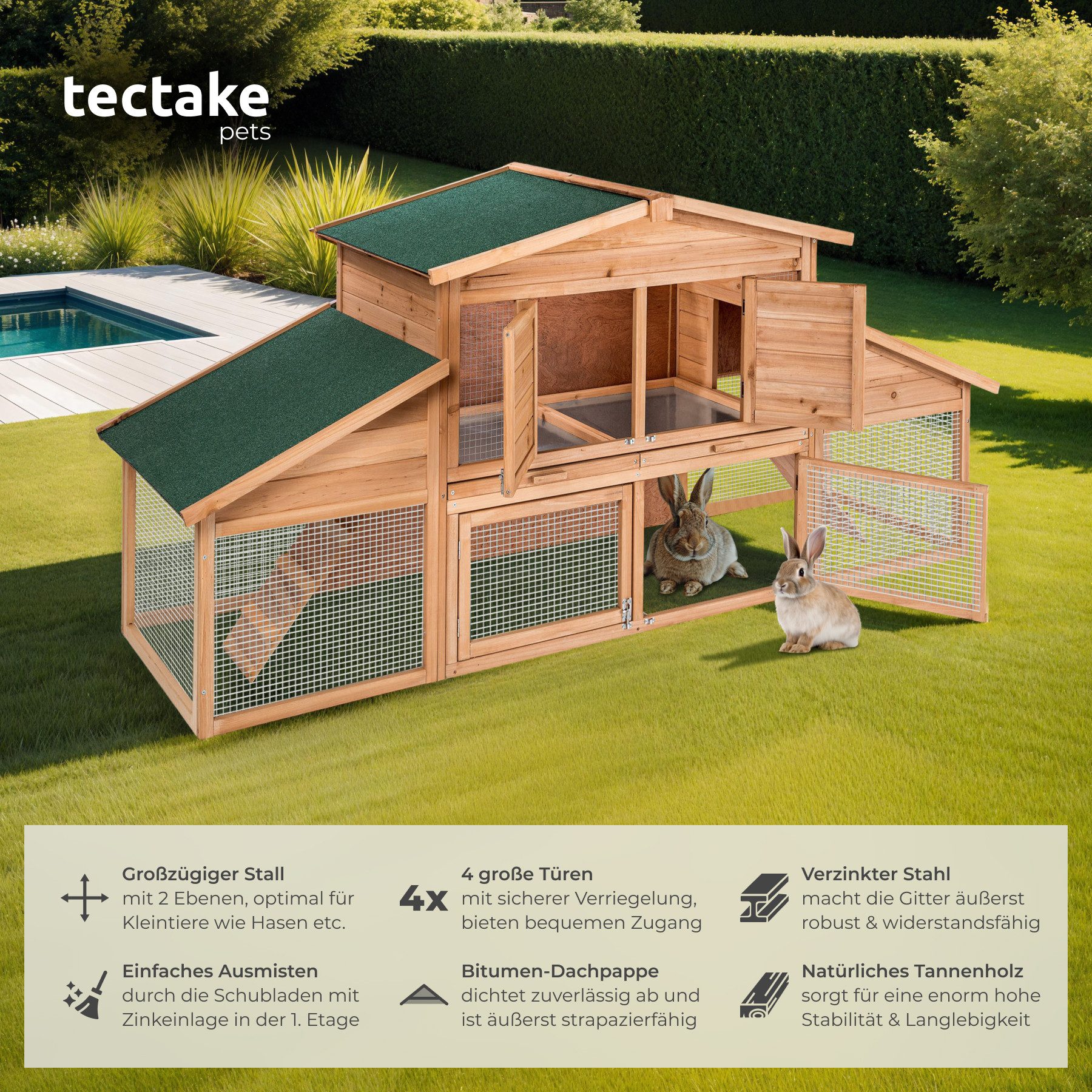 tectake Freigehege Kleintierstall, aus Holz günstig online kaufen