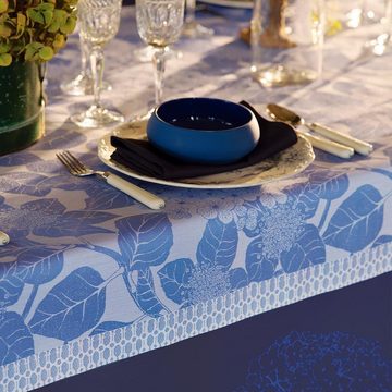 Garnier Thiebaut Tischdecke Tischdecke Hortensias Bleu 115x115 cm, jacquard-gewebt