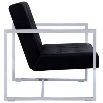 furnicato 2-Sitzer 2-Sitzer-Sofa mit Armlehnen Schwarz Chrom und Samt