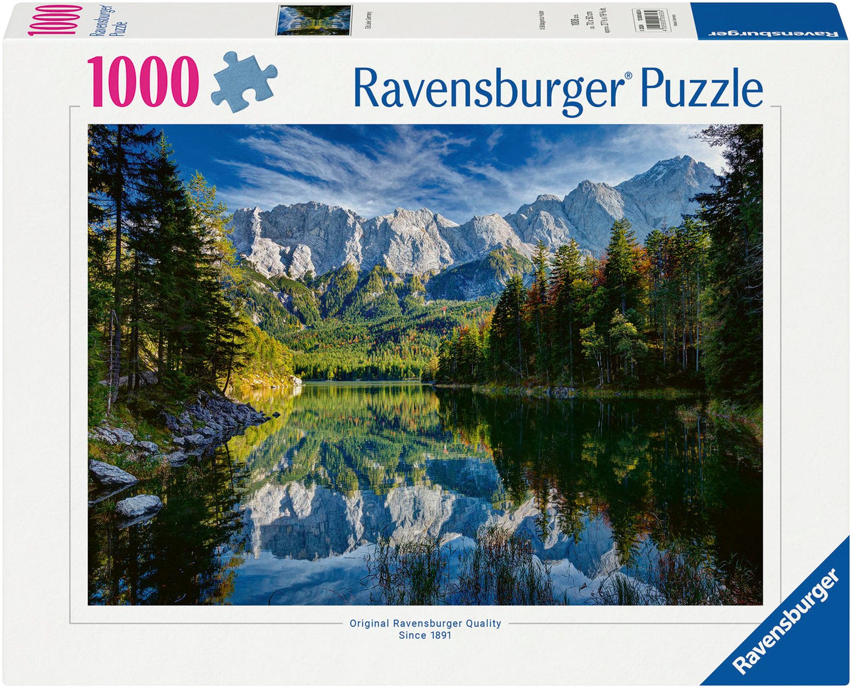 Ravensburger Puzzle Eibsee mit Wettersteingebirge und Zugspitze, 1000 Puzzl günstig online kaufen